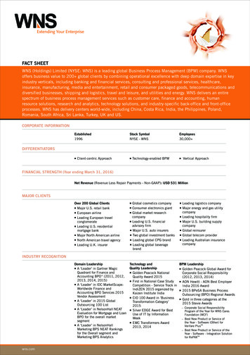 WNS Corporate Factsheet 20170107 - WNS Global Services