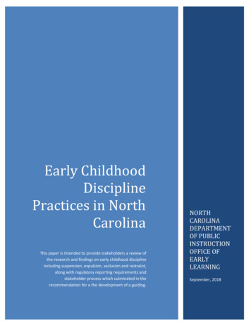 Early Childhood Discipline Practices In North Carolina