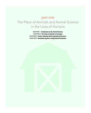 Part One The Place Of Animals And Animal Science In The .