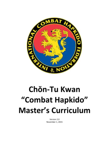 Chŏn-Tu Kwan Combat Hapkido Master’s Curriculum
