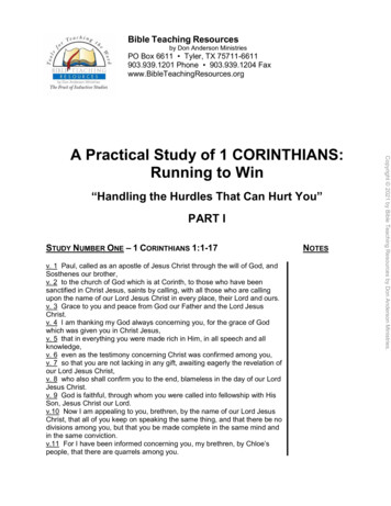 A Practical Study Of 1 CORINTHIANS: Running To Win