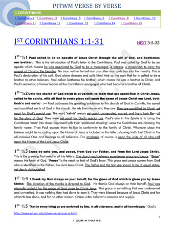 ST CORINTHIANS 1:1-17 - PITWM