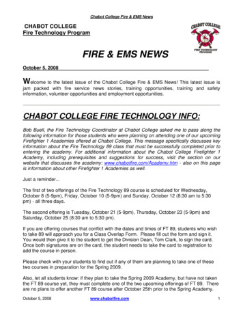 FIRE & EMS NEWS - Chabot College Fire Technology Program
