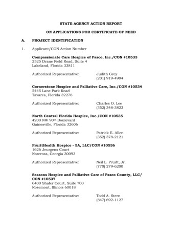 STATE AGENCY ACTION REPORT ON APPLICATIONS FOR CERTIFICATE OF . - Florida