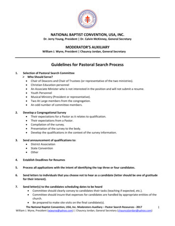 Guidelines For Pastoral Search Process