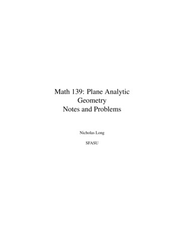 Math 139: Plane Analytic Geometry Notes And Problems