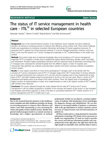 RESEARCH ARTICLE Open Access The Status Of IT Service Management In .