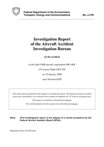 Investigation Report Of The Aircraft Accident . - Aviation Safety