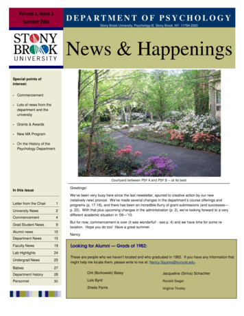 DEPARTMENT OF PSYCHOLOGY Summer 2009 News & Happenings - Stony Brook