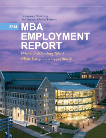 Georgetown University 2014 MBA EMPLOYMENT REPORT