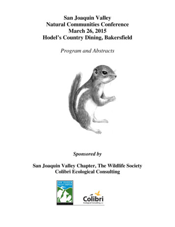 San Joaquin Valley Natural Communities Conference March 26, 2015 Hodel .