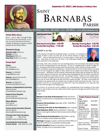 September 27, 2015 SAINT BARNABAS - Parishes Online