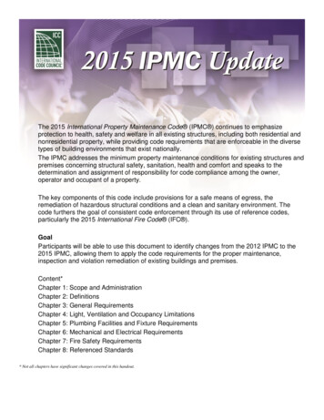 Format Of The 2015 IPMC - Iccsafe 