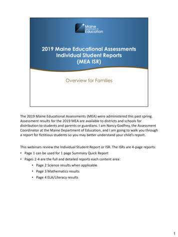 2019 Maine Educational Assessments Individual Student .