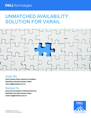UNMATCHED AVAILABILITY SOLUTION FOR VXRAIL - Dell