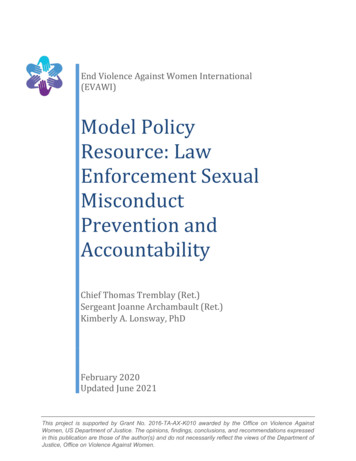 Model Policy Resource: Law Enforcement Sexual Misconduct . - EVAWI