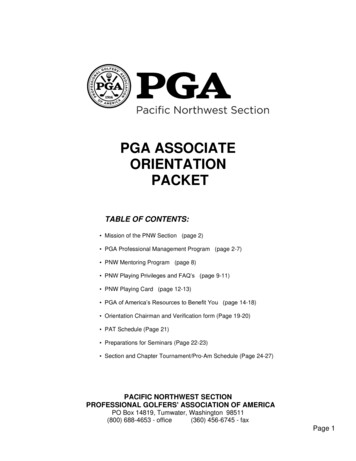 Pga Associate Orientation Packet