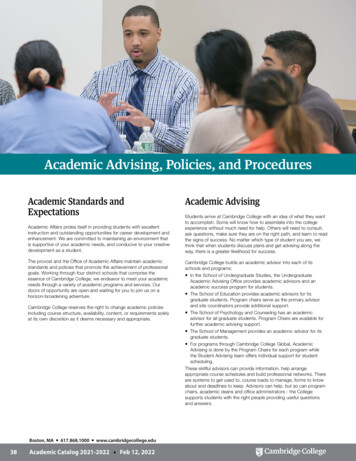 Academic Advising, Policies, And Procedures