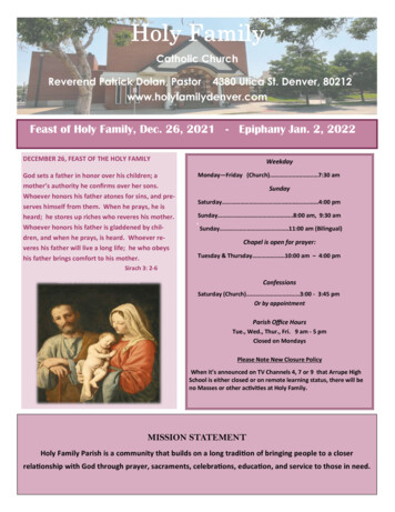 Feast Of Holy Family & Epiphany Dec. 26- 2021 - Jan 2, 2022