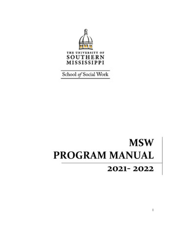 MSW PROGRAM MANUAL 2021- 2022