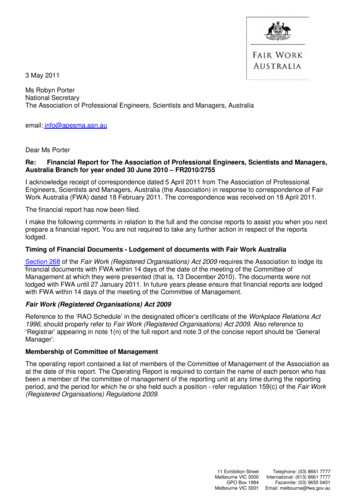 FAIR WORK AUSTRALIA - Registered Organisations Commission