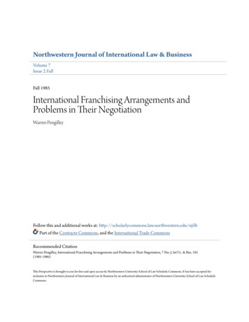 International Franchising Arrangements And Problems In .