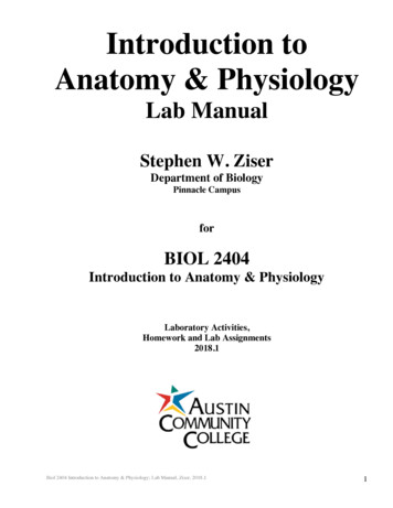 Introduction To Anatomy & Physiology