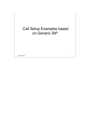Call Setup Examples Based On Generic SIP - TKK