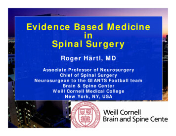 Evidence Based Medicine In Spinal Surgery - NewYork-Presbyterian Hospital