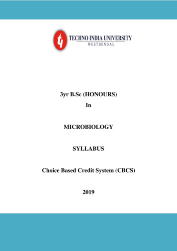 3yr B.Sc (HONOURS) In MICROBIOLOGY SYLLABUS Choice 