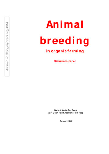 Animal Breeding - Organic Eprints