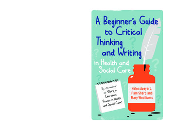Thinking And Writing In Health A Beginner’s Guide And .