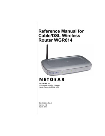 Reference Manual For Cable/DSL Wireless Router WGR614
