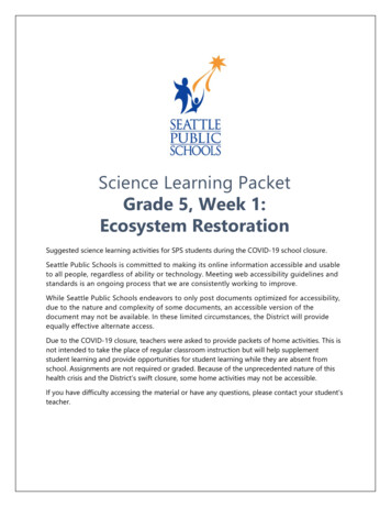Science Learning Packet Grade 5, Week 1 Ecosystem 