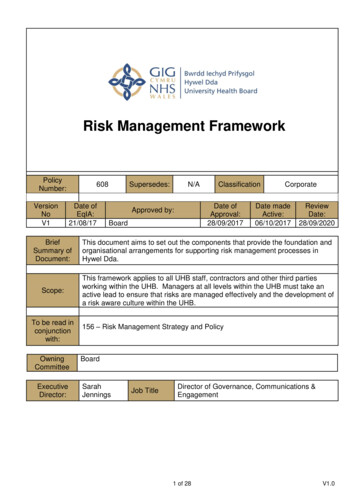 Risk Management Framework - NHS Wales