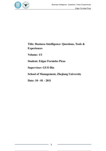 Business Intelligence: Questions, Tools & Experiences Edgar Fornieles Picas