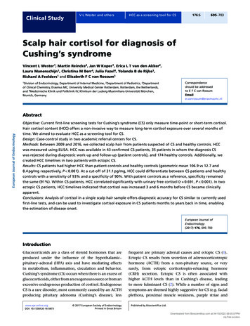 Scalp Hair Cortisol For Diagnosis Of Cushing S Syndrome