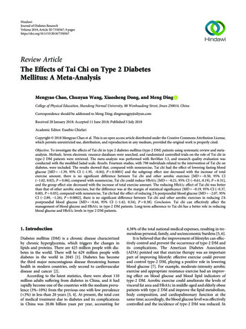 The Effects Of Tai Chi On Type 2 Diabetes Mellitus: A 