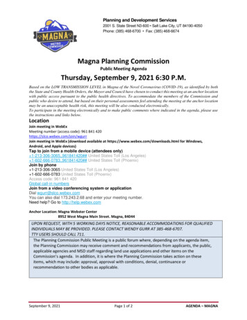 Public Meeting Agenda Thursday, September 9, 2021 6:30 P.M.