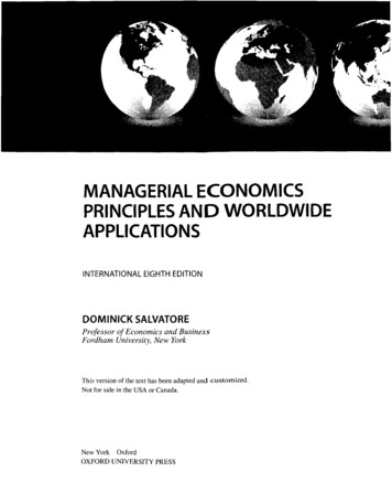 MANAGERIAL ECONOMICS PRINCIPLES AND WORLDWIDE 