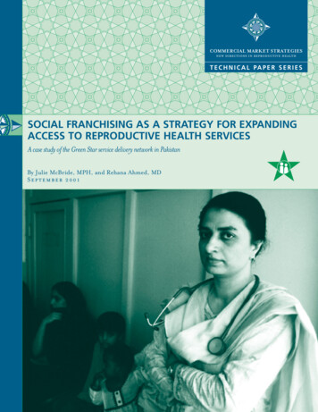 SOCIAL FRANCHISING AS A STRATEGY FOR EXPANDING 