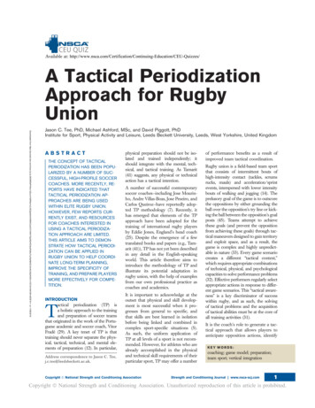 A Tactical Periodization Approach For Rugby Union