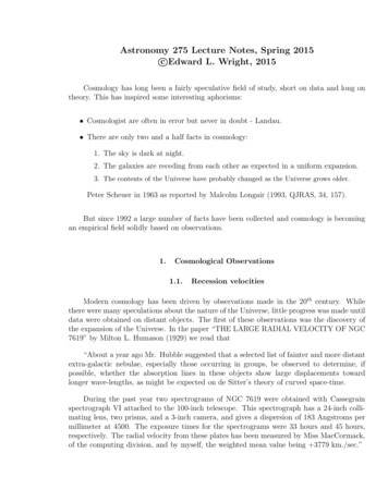 Astronomy 275 Lecture Notes, Spring 2015 C Edward L .