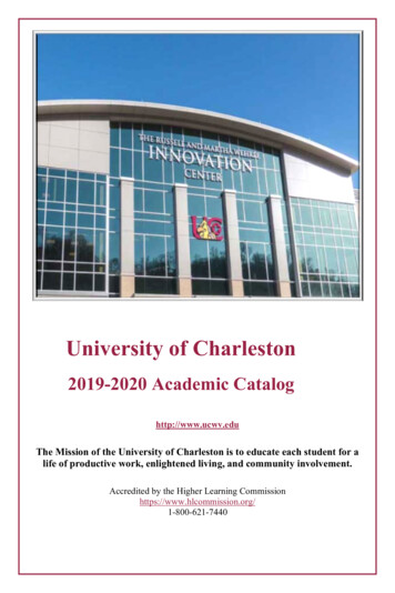 Academic Catalog 2019-2020 - University Of Charleston