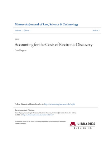 Accounting For The Costs Of Electronic Discovery