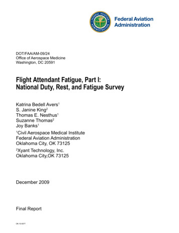 Flight Attendant Fatigue, Part I: National Duty, Rest, And Fatigue Survey