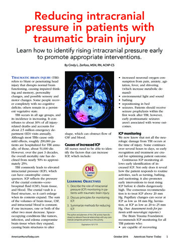 Reducing Intracranial Pressure In Patients With Traumatic Brain Injury