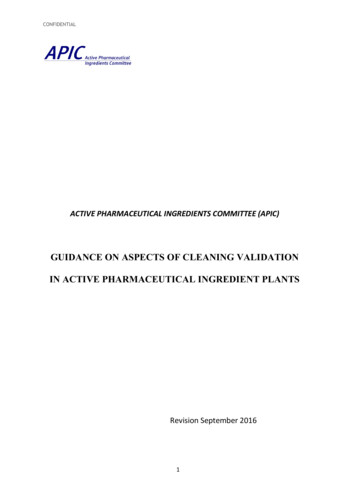 GUIDANCE ON ASPECTS OF CLEANING VALIDATION IN 