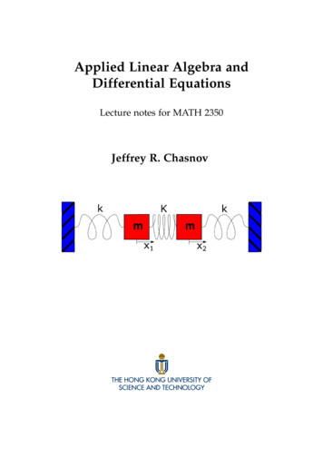 Applied Linear Algebra And Differential Equations