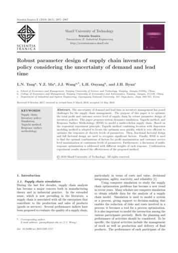 Robust Parameter Design Of Supply Chain Inventory Policy Considering .